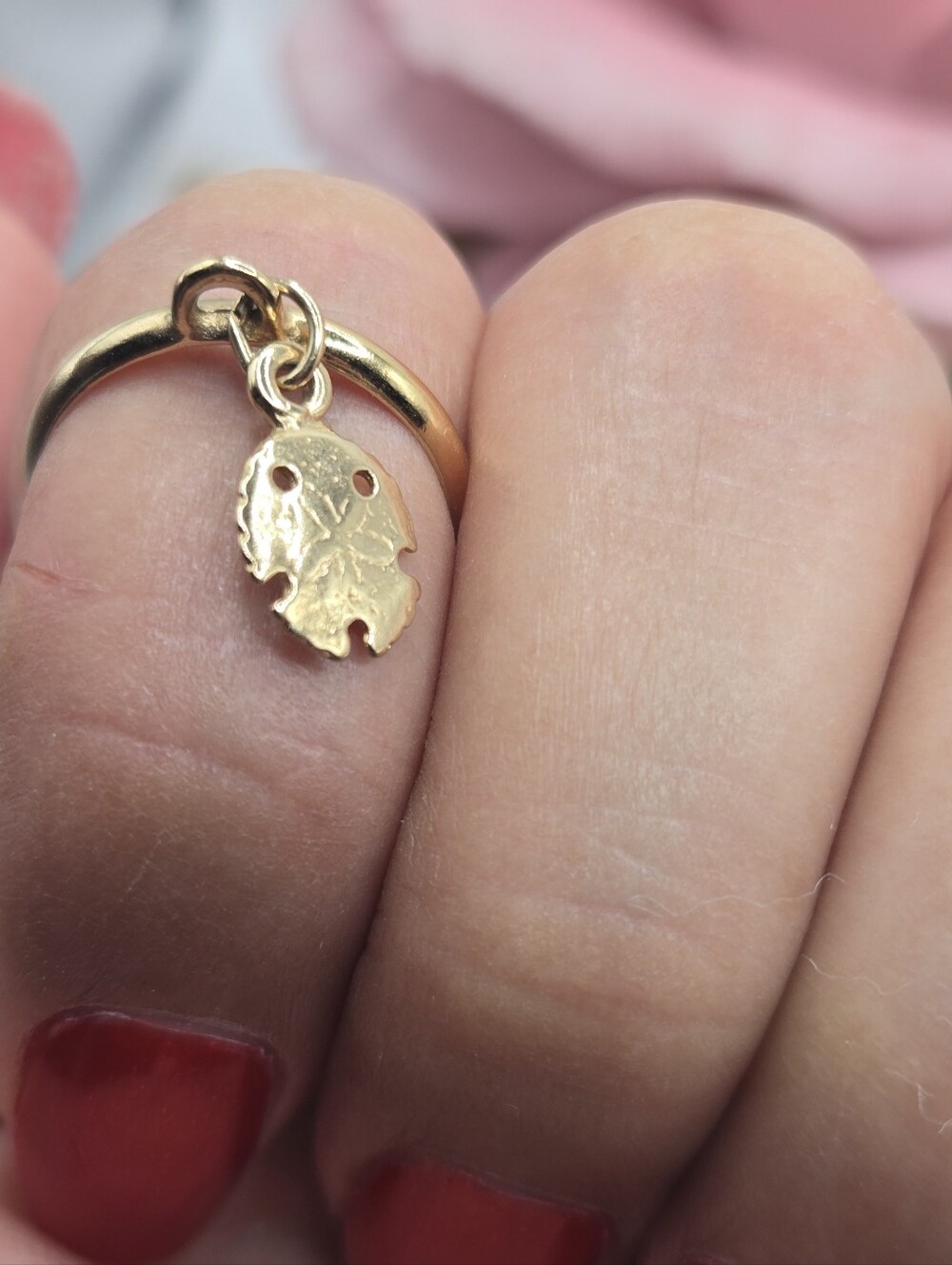 Gold Mini Leaf Charm Ring - Women's Jewelry